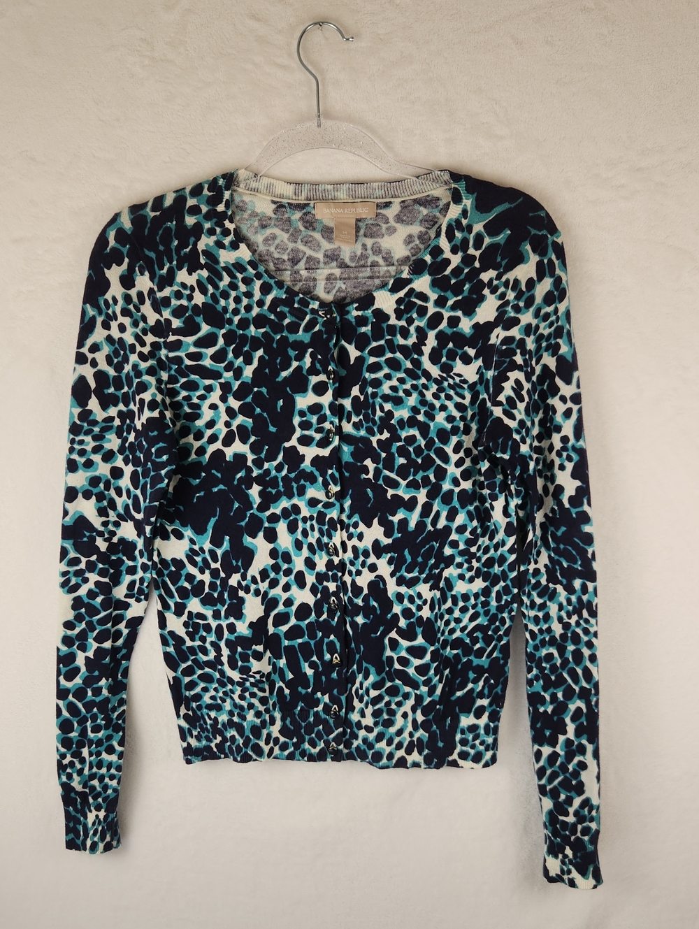 Banana‎ Republic Teal, Navy And White Cardigan Women's Size Large